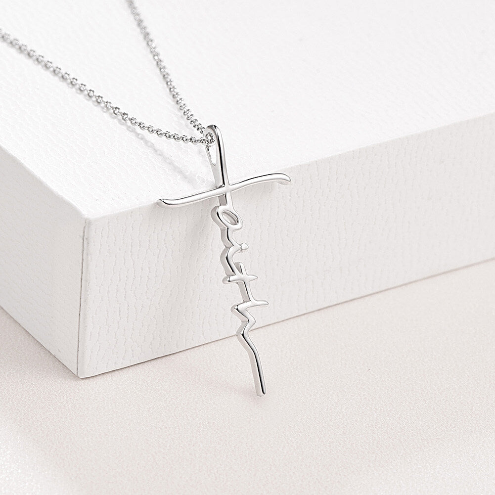 The Living Faith Cross | Sterling Silver Christian Necklace