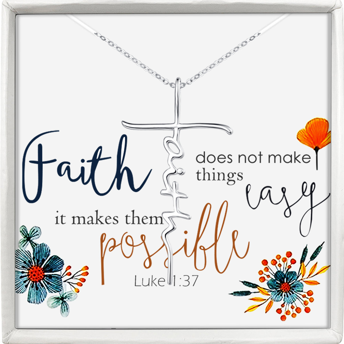 The Living Faith Cross | Sterling Silver Christian Necklace