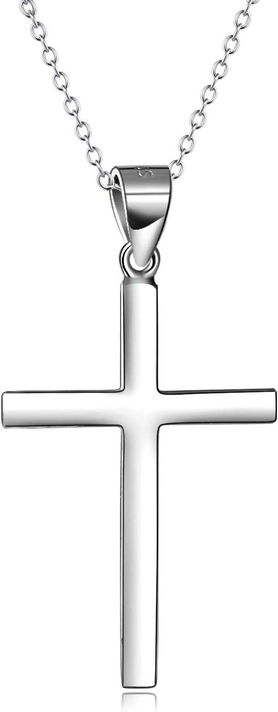 925 Sterling Silver Cross Pendant Necklace with Adjustable Chain (16-20 inches)