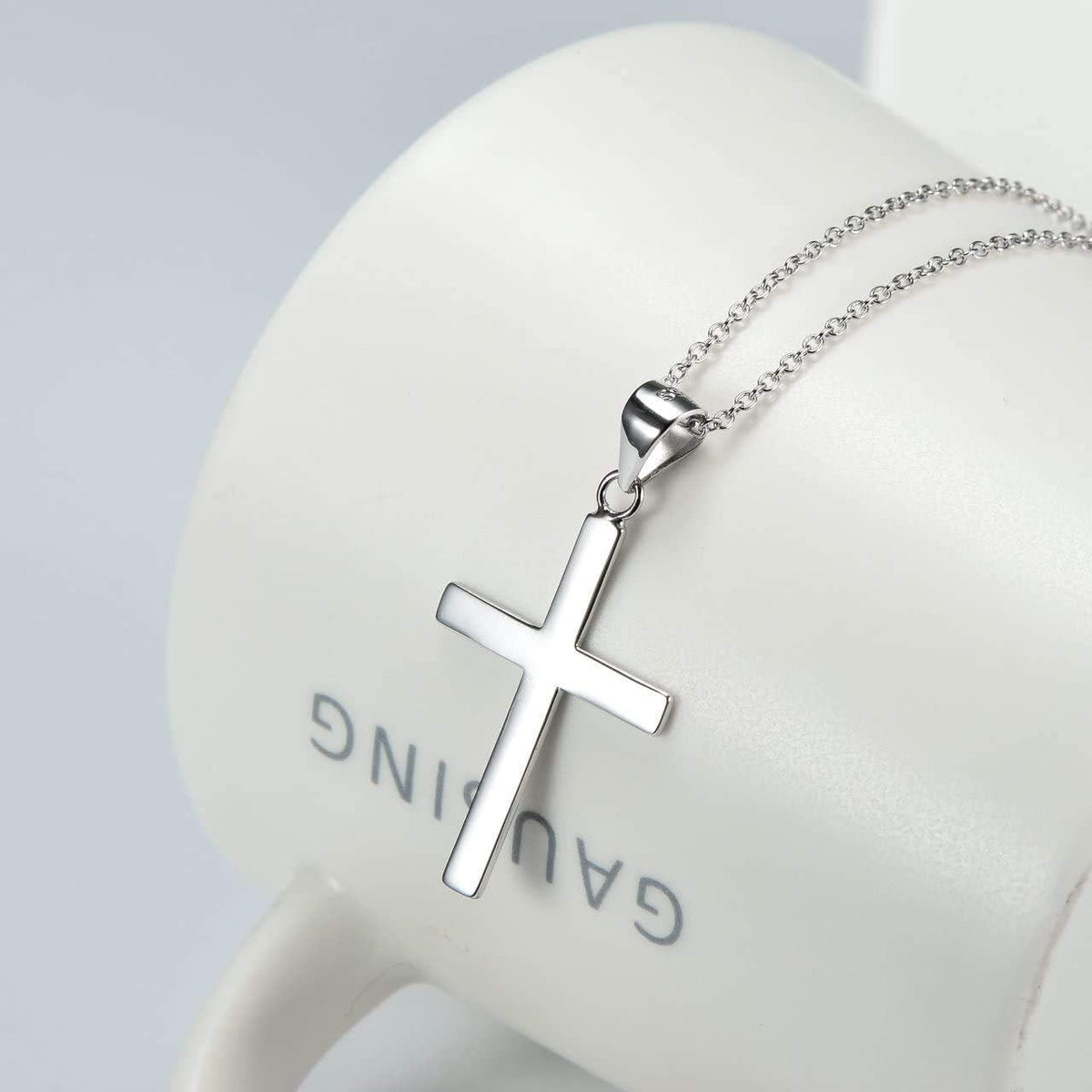 925 Sterling Silver Cross Pendant Necklace with Adjustable Chain (16-20 inches)
