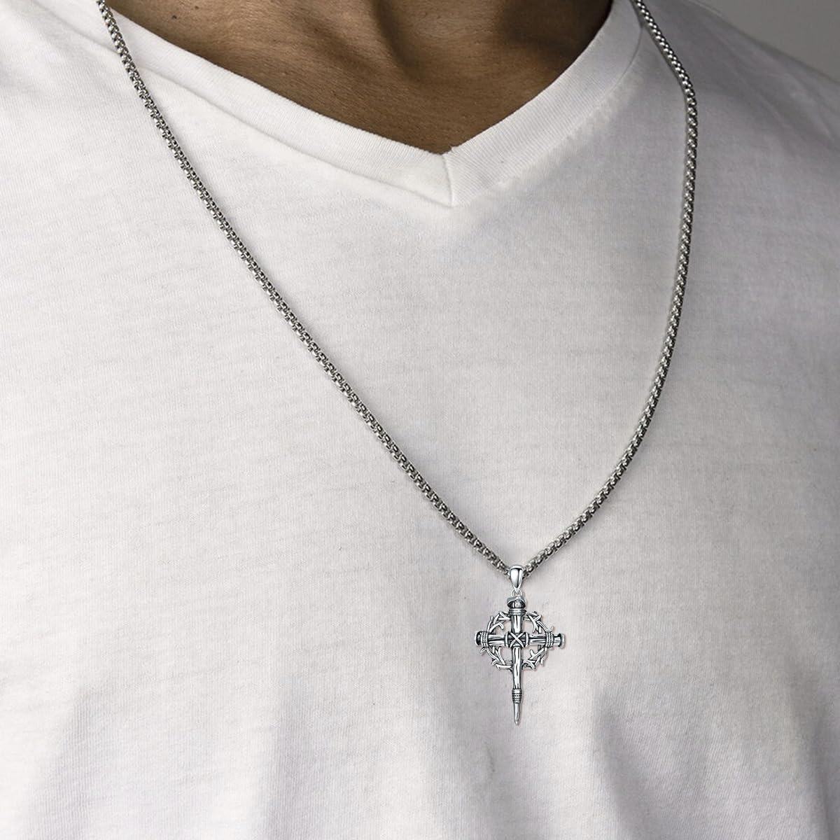 925 Sterling Silver & Gold-Plated Black Christian Cross Necklace  - 22 + Extender