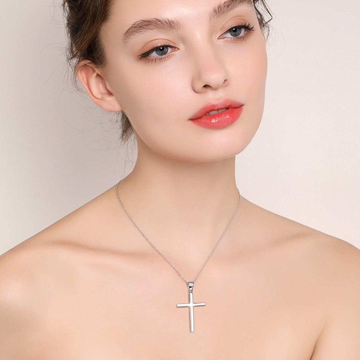 925 Sterling Silver Cross Pendant Necklace with Adjustable Chain (16-20 inches)