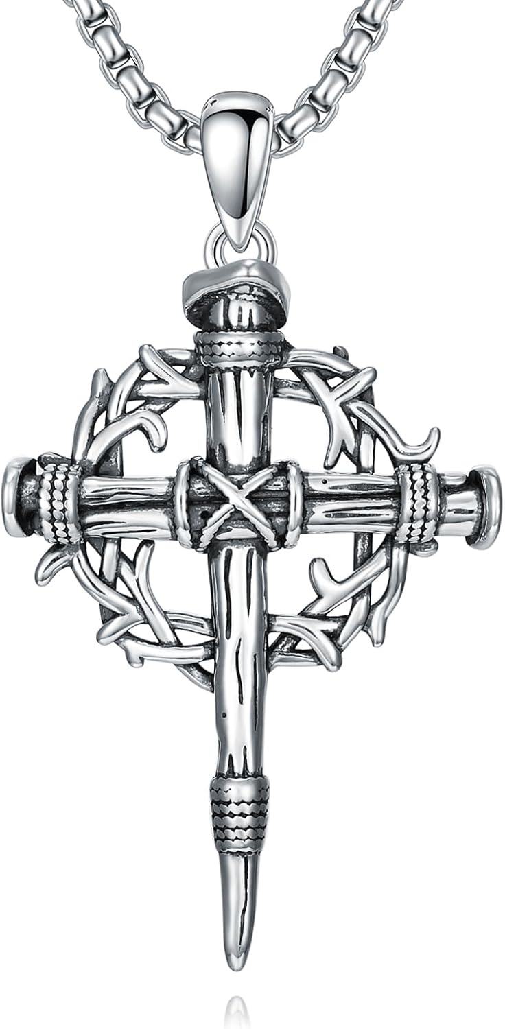 925 Sterling Silver & Gold-Plated Black Christian Cross Necklace  - 22 + Extender