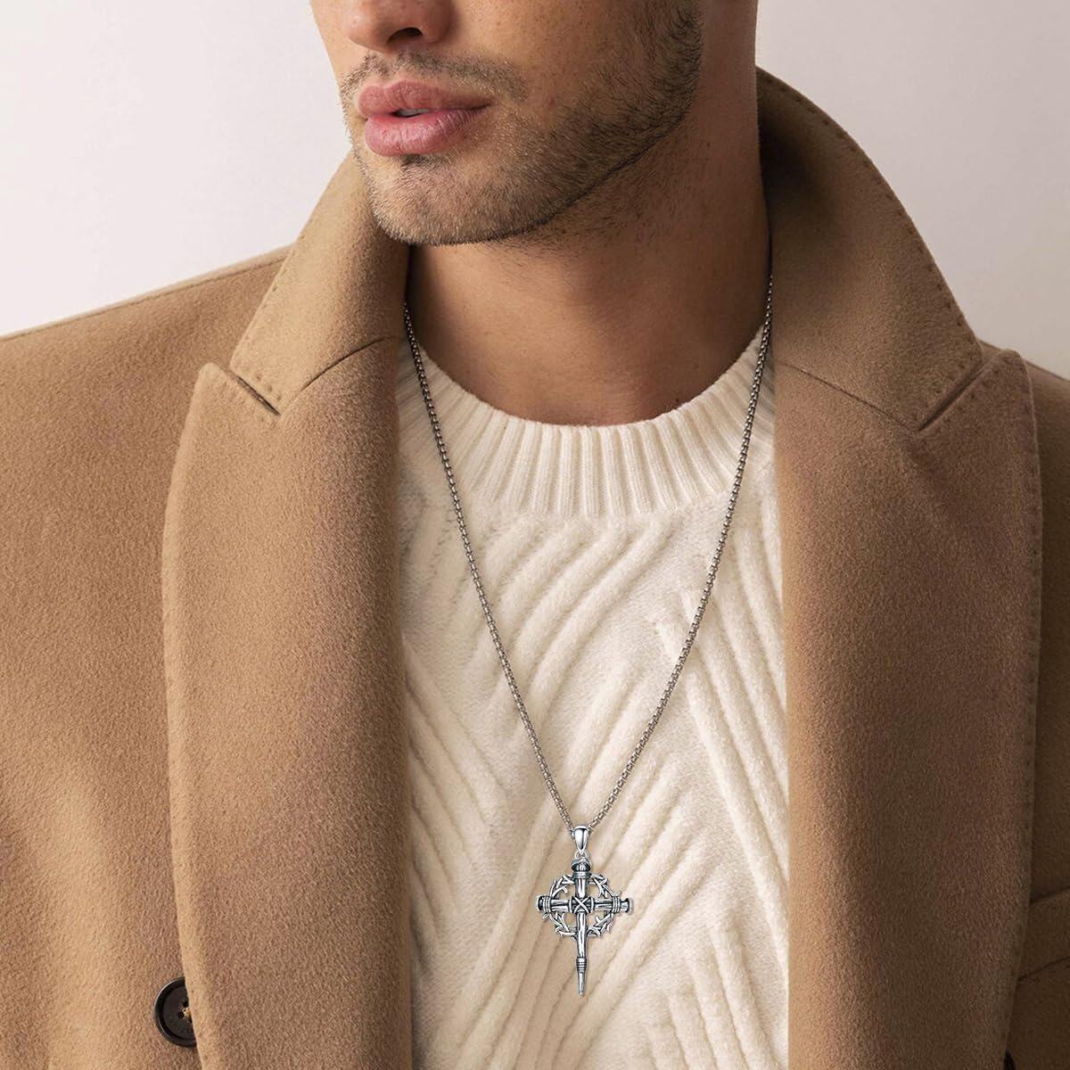 925 Sterling Silver & Gold-Plated Black Christian Cross Necklace  - 22 + Extender