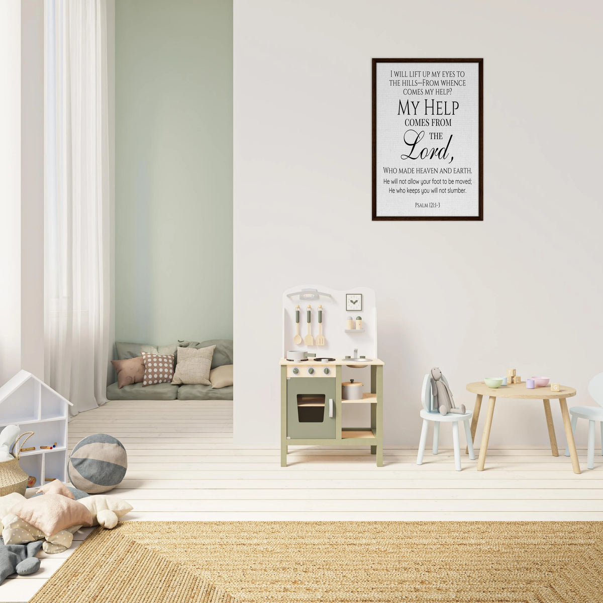 Psalm 121:1-3- Christian Scripture Canvas Print