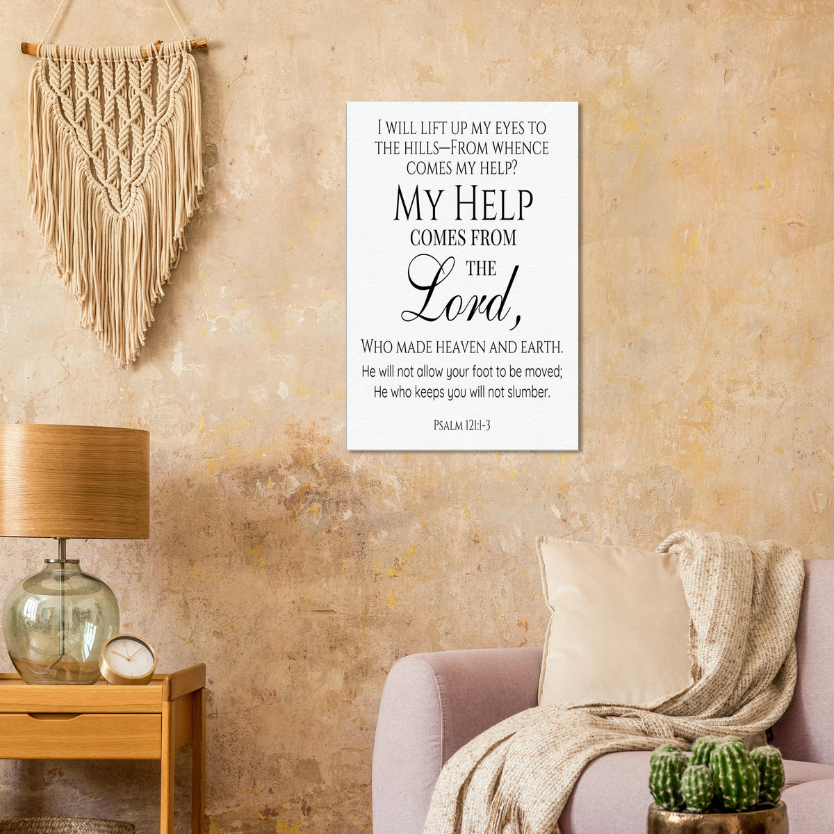 Psalm 121:1-3- Christian Scripture Canvas Print