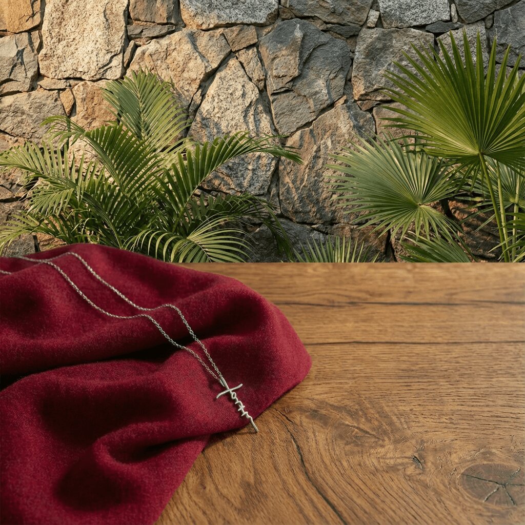 "Sterling Silver 'Faith' script cross necklace pendant for women - The Living Faith Cross by House of Poiema"